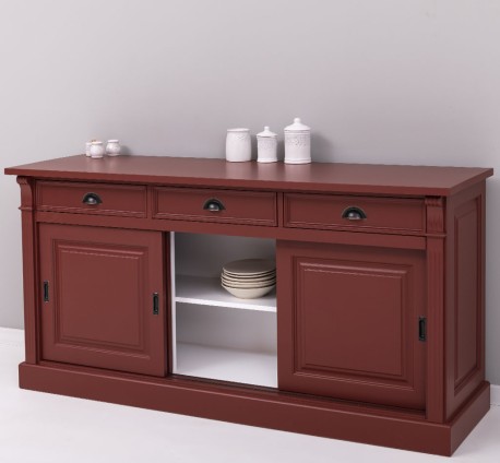 Bufet cu  3 usi glisante pline, 3 sertare, BAS de la Rustic Butique PS727BAS - Culoare Ext._P029 / Culoare Int._P004 - DUBLU COLOR