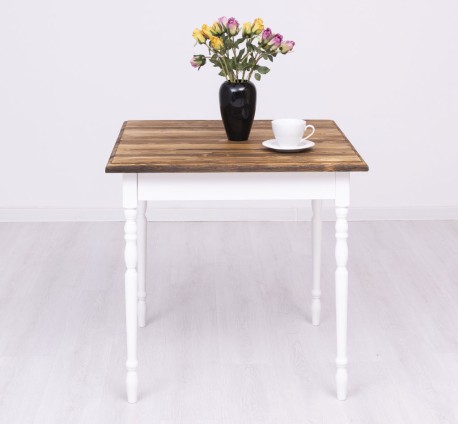 Masa cu picioare strunjite, dim. 80x80x78 de la Rustic Butique PS660 - Culoare Top_P064 - Culoare Corp_P004 - DUBLU COLOR