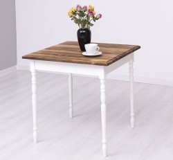 Masa cu picioare strunjite, dim. 80x80x78 de la Rustic Butique PS660 - Culoare Top_P064 - Culoare Corp_P004 - DUBLU COLOR