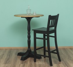 Masa de bar cu blat rotund 110cm de la Rustic Butique PS672 - Culoare Top_P082 - Culoare Corp_P003 - DUBLU COLOR