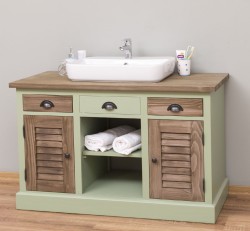 Dulap baie cu 2 usi lamelare - lavoarele nu sunt incluse in pret de la Rustic Butique PS667 - Culoare Top_P066 / Culoare Corp_P054 - DUBLU COLOR