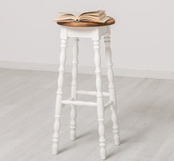 Scaun de bar cu picioare strunjite de la Rustic Butique PS655 - Culoare Top_P064 - Culoare Corp_P039A - DUBLU COLOR