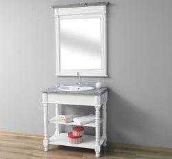 Dulap baie pentru lavoar cu picioare strunjite - lavoarul nu este inclus in pret de la Studio Szel PS546 - Culoare Top_P065 - Culoare Corp_P039 - oglinda neinclus in pret - DUBLUB COLOR