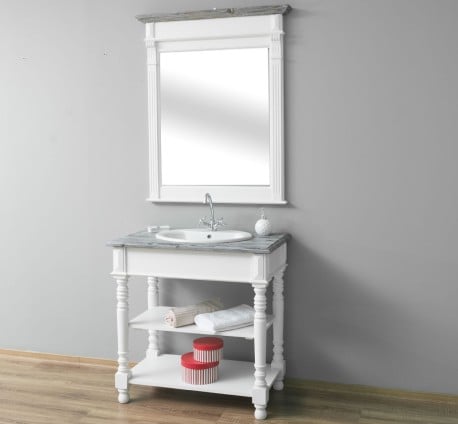 Dulap baie pentru lavoar cu picioare strunjite - lavoarul nu este inclus in pret de la Studio Szel PS546 - Culoare Top_P065 - Culoare Corp_P039 - oglinda neinclus in pret - DUBLUB COLOR