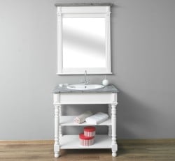Dulap baie pentru lavoar cu picioare strunjite - lavoarul nu este inclus in pret de la Studio Szel PS546 - Culoare Top_P065 - Culoare Corp_P039 - oglinda neinclus in pret - DUBLUB COLOR