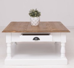 Masa cafea cu 1 sertar de la Rustic Butique PS583 - Culoare Top_P001 - Culoare Corp_P029++P004A - TRIPLU COLOR