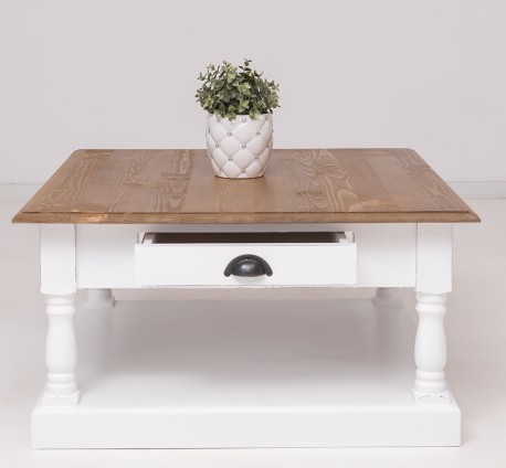 Masa cafea cu 1 sertar de la Rustic Butique PS583 - Culoare Top_P001 - Culoare Corp_P029++P004A - TRIPLU COLOR