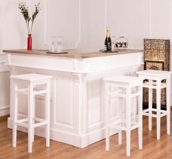 Bar in forma de L 140x140x107cm de la Rustic Butique PS484 - Top Culoare_P037 - Corp Culoare_P004 - DUBLU COLOR