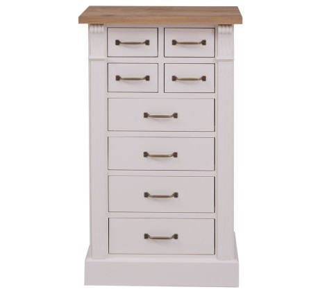 Comoda cu 8 sertare, blat stejar, Colectia Directoire de la Rustic Butique PS486 - Culoare Top_P061 - Culoare Corp_P039 - DUBLU COLOR