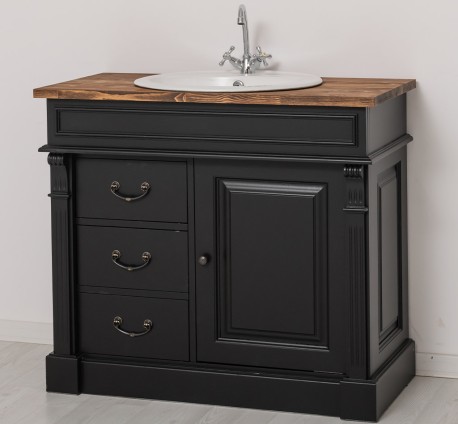 Dulap baie ornamentat pentru lavoar cu 3 sertare si 1 usa - lavoarul nu este inclus in pret de la Rustic Butique PS543 - Culoare Top_P064 - Culoare Corp_P003 - DUBLU COLOR
