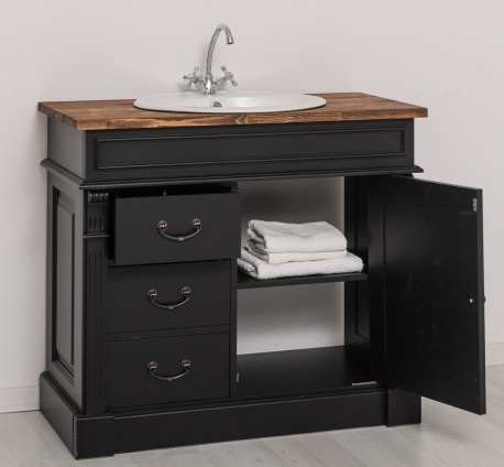 Dulap baie ornamentat pentru lavoar cu 3 sertare si 1 usa - lavoarul nu este inclus in pret de la Rustic Butique PS543 - Culoare Top_P064 - Culoare Corp_P003 - DUBLU COLOR
