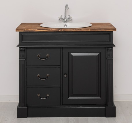 Dulap baie ornamentat pentru lavoar cu 3 sertare si 1 usa - lavoarul nu este inclus in pret de la Rustic Butique PS543 - Culoare Top_P064 - Culoare Corp_P003 - DUBLU COLOR