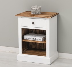 Noptiera cu 1 sertar si rafturi deschise de la Rustic Butique PS478 - Culoare Top_P064 - Culoare Ext._P030++P004A / Culoare Int._P064 - DUBLU COLOR