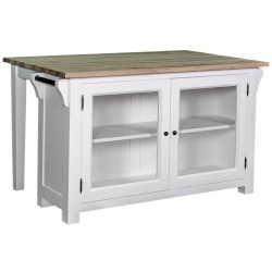 Insula bucatarie cu 2 usi, blat stejar de la Rustic Butique PS442 - Culoare Top_P035 - Culoare Corp_P004 - DUBLU COLOR