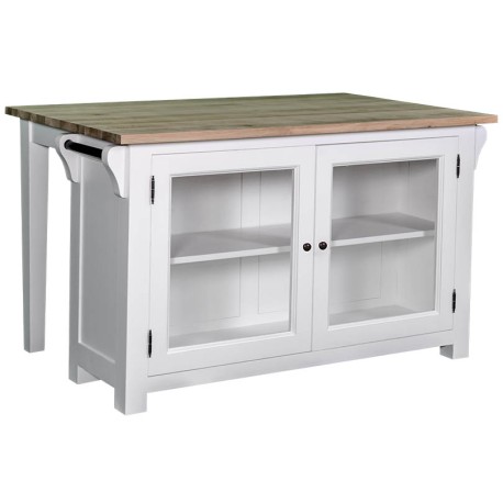 Insula bucatarie cu 2 usi, blat stejar de la Rustic Butique PS442 - Culoare Top_P035 - Culoare Corp_P004 - DUBLU COLOR