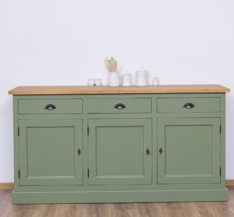 Bufet 3 usi, 3 sertare, BAS de la Rustic Butique PS403BAS - Culoare Top_P002 - Culoare Corp_P038A - DUBLU COLOR