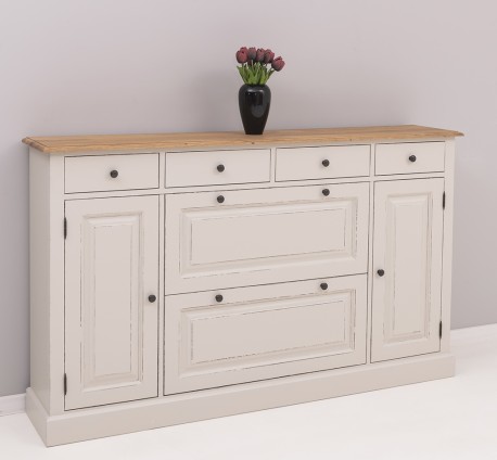Comoda hol cu 2+2 usi, 4 sertare, blat stejar de la Rustic Butique PS472 - Culoare Top_P089 - Culoare Corp_P028++P024A - TRIPLU COLOR
