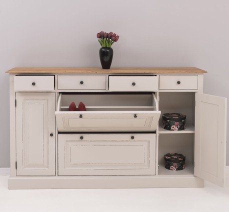 Comoda hol cu 2+2 usi, 4 sertare, blat stejar de la Rustic Butique PS472 - Culoare Top_P089 - Culoare Corp_P028++P024A - TRIPLU COLOR
