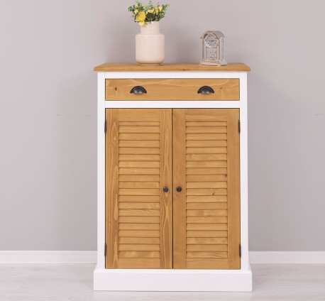 Comoda cu 2 usi si 1 sertar, Colectia Shutter de la Rustic Butique PS572 - Culoare Top_P002 - Culoare Corp_P004 - Culoare Usi si Sertare_P002 - DUBLU COLOR