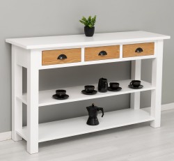 Consola cu 2 rafturi, 3 sertare de la Rustic Butique PS09 - Culoare Corp_P004 - Culoare Sertare_P002 - DUBLU COLOR