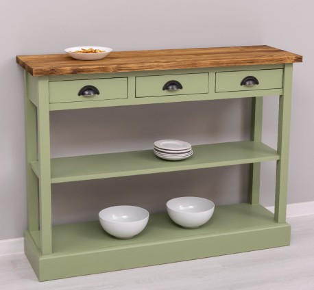 Consola cu 3 sertare si 1 polita de la Rustic Butique PS513 - Culoare Top_P064 - Culoare Corp_P054 - DUBLU COLOR