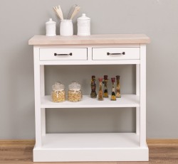 Consola cu 2 sertare, 1 polita, blat stejar de la Rustic Butique PS514 - Culoare Top_P035 - Culoare Corp_P039 - DUBLU COLOR