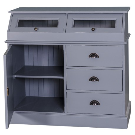 Bufet cu 1 usa, 3 sertare, 2 compartiemente cu usa sticla, BAS de la Rustic Butique PS271BAS - Culoare_P042A - VOPSIT ANTICHIZAT