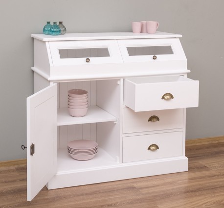 Bufet cu 1 usa, 3 sertare, 2 compartiemente cu usa sticla, BAS de la Rustic Butique PS271BAS - Culoare_P004 - VOPSIT