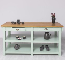 Insula de bucatarie mare cu 4 sertare de la Rustic Butique PS607 - Culoare Top_P082 -Culoare Corp_P092 - DUBLU COLOR
