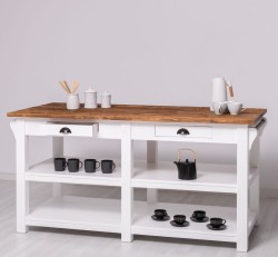 Insula de bucatarie mare cu 4 sertare de la Rustic Butique PS607 - Culoare Top_P064 - Culoare Corp_P004 - DUBLU COLOR