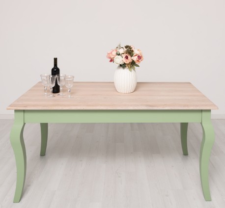 Masa dining cu picioare curbate 180x90x78cm, blat stejar de la Rustic Butique PS383 - Culoare Top_P035 - Culoare Corp_P054 - DUBLU COLOR