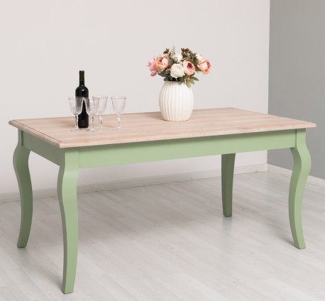 Masa dining cu picioare curbate 180x90x78cm, blat stejar de la Rustic Butique PS383 - Culoare Top_P035 - Culoare Corp_P054 - DUBLU COLOR