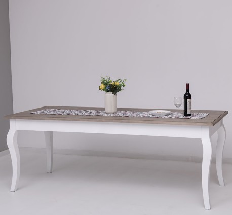 Masa dining cu picioare curbate 210x90x78cm de la Rustic Butique PS383 - Culoare Top_P037 - Culoare Corp_P030++P004A - TRIPLU COLOR