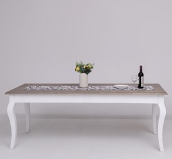 Masa dining cu picioare curbate 210x90x78cm de la Rustic Butique PS383 - Culoare Top_P037 - Culoare Corp_P030++P004A - TRIPLU COLOR