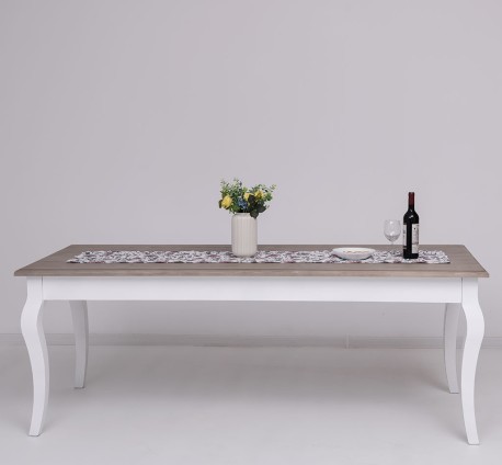 Masa dining cu picioare curbate 210x90x78cm de la Rustic Butique PS383 - Culoare Top_P037 - Culoare Corp_P030++P004A - TRIPLU COLOR