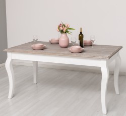 Masa dining cu picioare curbate 210x90x78cm, blat stejar de la Rustic Butique PS383 - Culoare Top_P067 - Culoare Corp_P004 - DUBLU COLOR