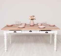 Masa dining 160x90cm de la Rustic Butique PS45 - Culoare Top_P071 - Culoare Corp_P004 - DUBLU COLOR