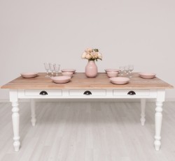 Masa dining 160x90cm de la Rustic Butique PS45 - Culoare Top_P071 - Culoare Corp_P004 - DUBLU COLOR