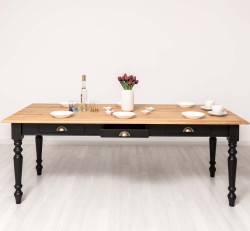 Masa dining 160x90cm, blat stejar de la Rustic Butique PS45-210 - Culoare Top_P061 - Culoare Corp_P003 - DUBLU COLOR