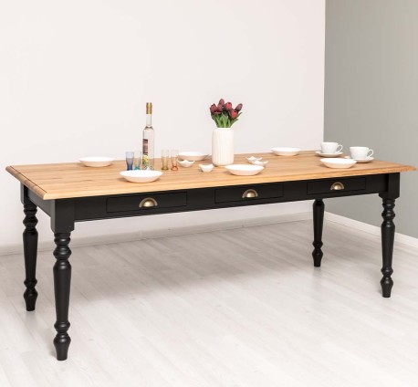 Masa dining 160x90cm, blat stejar de la Rustic Butique PS45-210 - Culoare Top_P061 - Culoare Corp_P003 - DUBLU COLOR