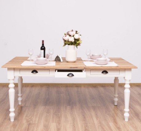 Masa dining 210x90cm, blat stejar de la Rustic Butique PS45 - Culoare Top_P089 - Culoare Corp_P015 - DUBLU COLOR