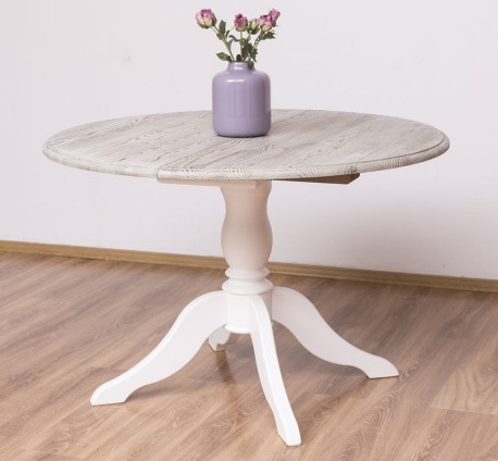 Masa cu picior central 120x120cm + 1 extensie de la Rustic Butique PS228 - Culoare Top_P070 - Culoare Corp_P004 - DUBLU COLOR