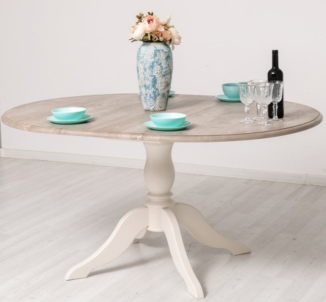 Masa cu picior central 120x120cm + 1 extensie de la Rustic Butique PS228 - Culoare Top_P037 - Culoare Corp_P015 - DUBLU COLOR