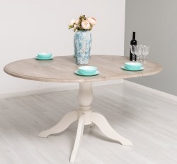 Masa cu picior central 120x120cm + 1 extensie de la Rustic Butique PS228 - Culoare Top_P037 - Culoare Corp_P015 - DUBLU COLOR