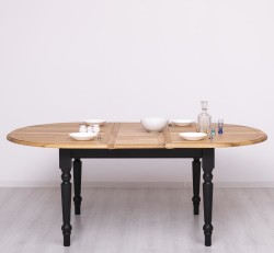 Masa ovala extensibila 160/200cm, blat stejar de la Rustic Butique PS524 - Culoare Top_P061 - Culoare Corp_P003 - DUBLU COLOR