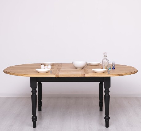 Masa ovala extensibila 160/200cm, blat stejar de la Rustic Butique PS524 - Culoare Top_P061 - Culoare Corp_P003 - DUBLU COLOR