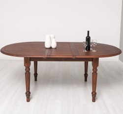 Masa ovala extensibila 180/220cm, blat stejar de la Rustic Butique PS524 - Culoare_P081 - LACUIT & VOPSIT