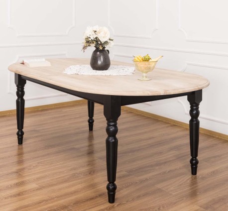 Masa ovala extensibila 210/250cm, blat stejar de la Rustic Butique PS524 - Top Culoare_Brut - Corp Culoare_P003 - DUBLU COLOR