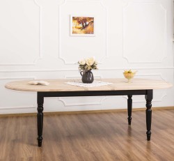 Masa ovala extensibila 210/250cm, blat stejar de la Rustic Butique PS524 - Top Culoare_Brut - Corp Culoare_P003 - DUBLU COLOR
