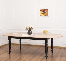 Masa ovala extensibila 210/250cm, blat stejar de la Rustic Butique PS524 - Top Culoare_Brut - Corp Culoare_P003 - DUBLU COLOR